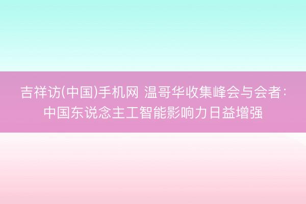 吉祥访(中国)手机网 温哥华收集峰会与会者：中国东说念主工智能影响力日益增强