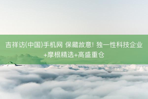 吉祥访(中国)手机网 保藏故意! 独一性科技企业+摩根精选+高盛重仓