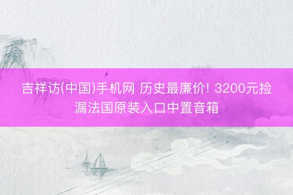 吉祥访(中国)手机网 历史最廉价! 3200元捡漏法国原装入口中置音箱