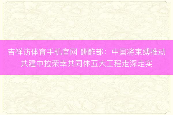 吉祥访体育手机官网 酬酢部:中国将束缚推动共建中拉荣幸共同体五大工程走深走实