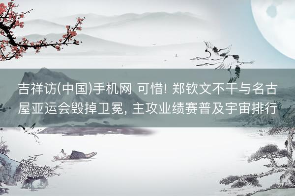 吉祥访(中国)手机网 可惜! 郑钦文不干与名古屋亚运会毁掉卫冕， 主攻业绩赛普及宇宙排行