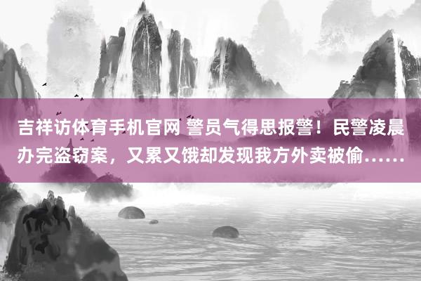 吉祥访体育手机官网 警员气得思报警！民警凌晨办完盗窃案，又累又饿却发现我方外卖被偷……